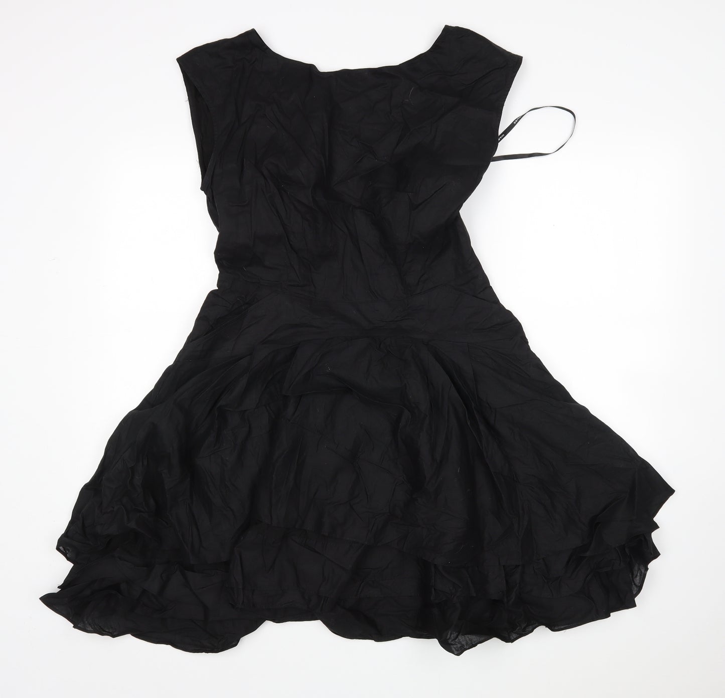 Warehouse Womens Black  Cotton Fit & Flare  Size 14  Round Neck