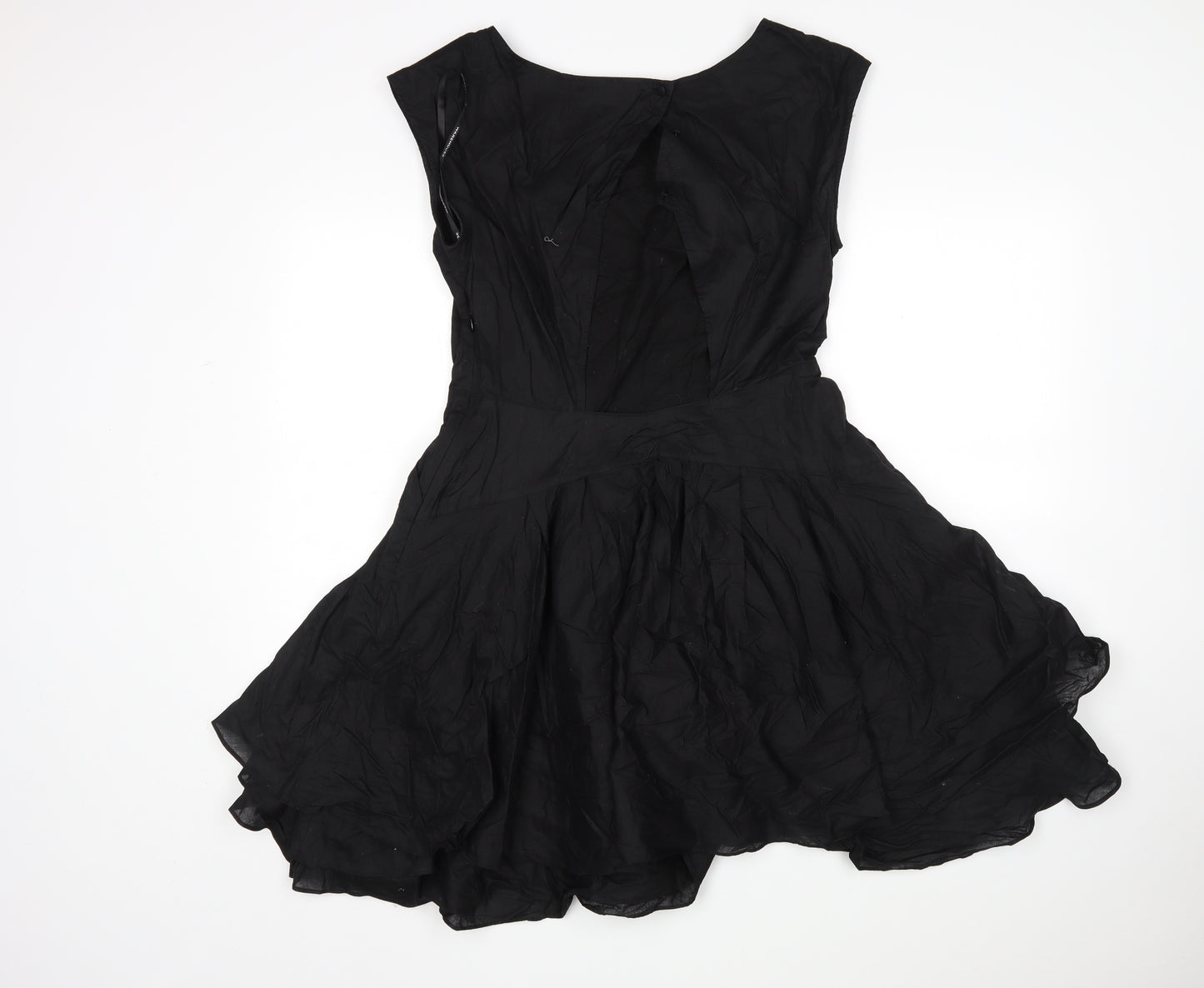 Warehouse Womens Black  Cotton Fit & Flare  Size 14  Round Neck