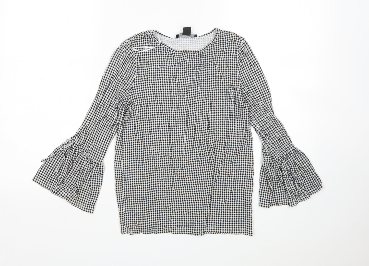 Atmosphere Womens Multicoloured Check Viscose Basic Blouse Size 4 Round Neck