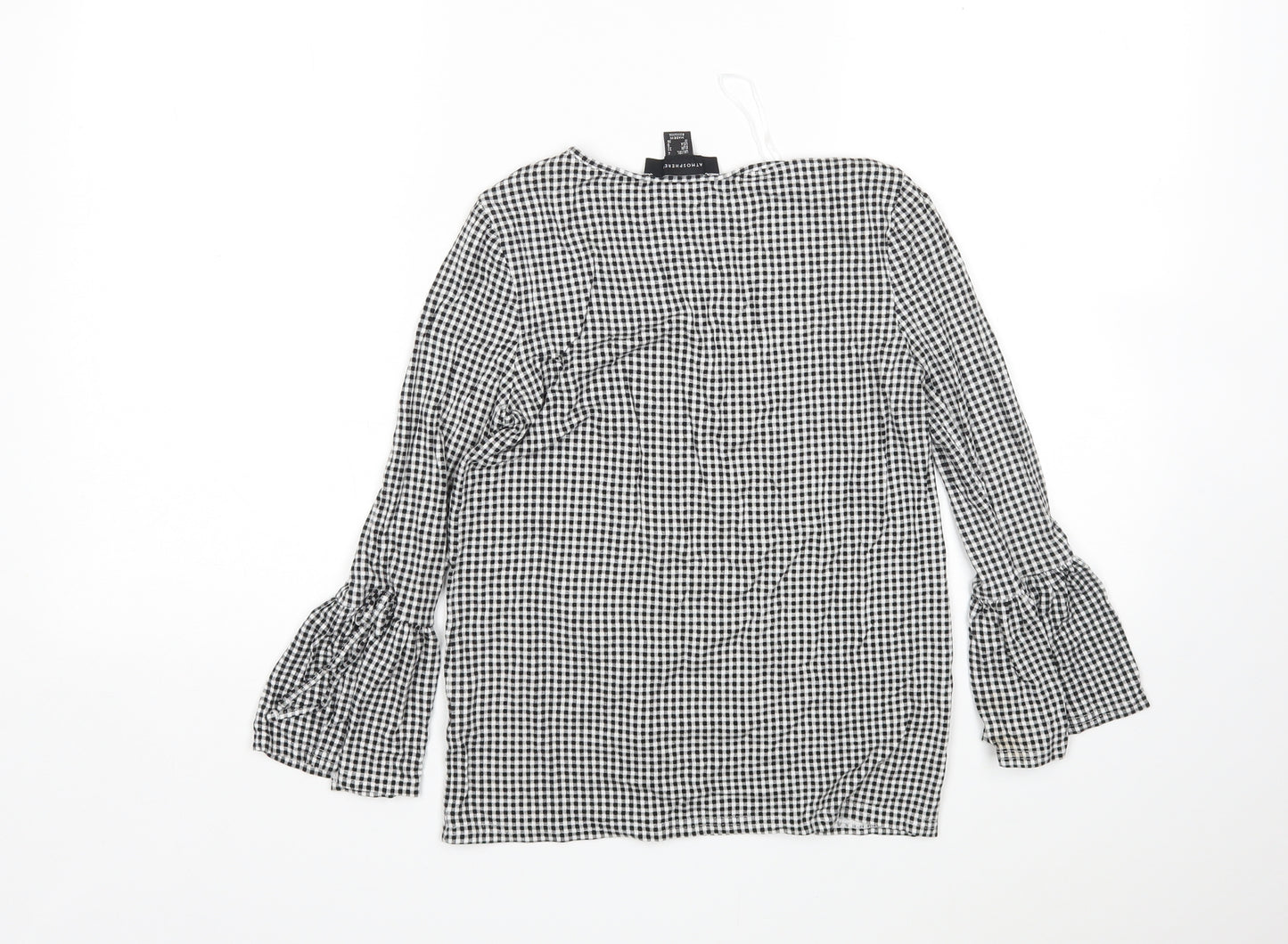 Atmosphere Womens Multicoloured Check Viscose Basic Blouse Size 4 Round Neck