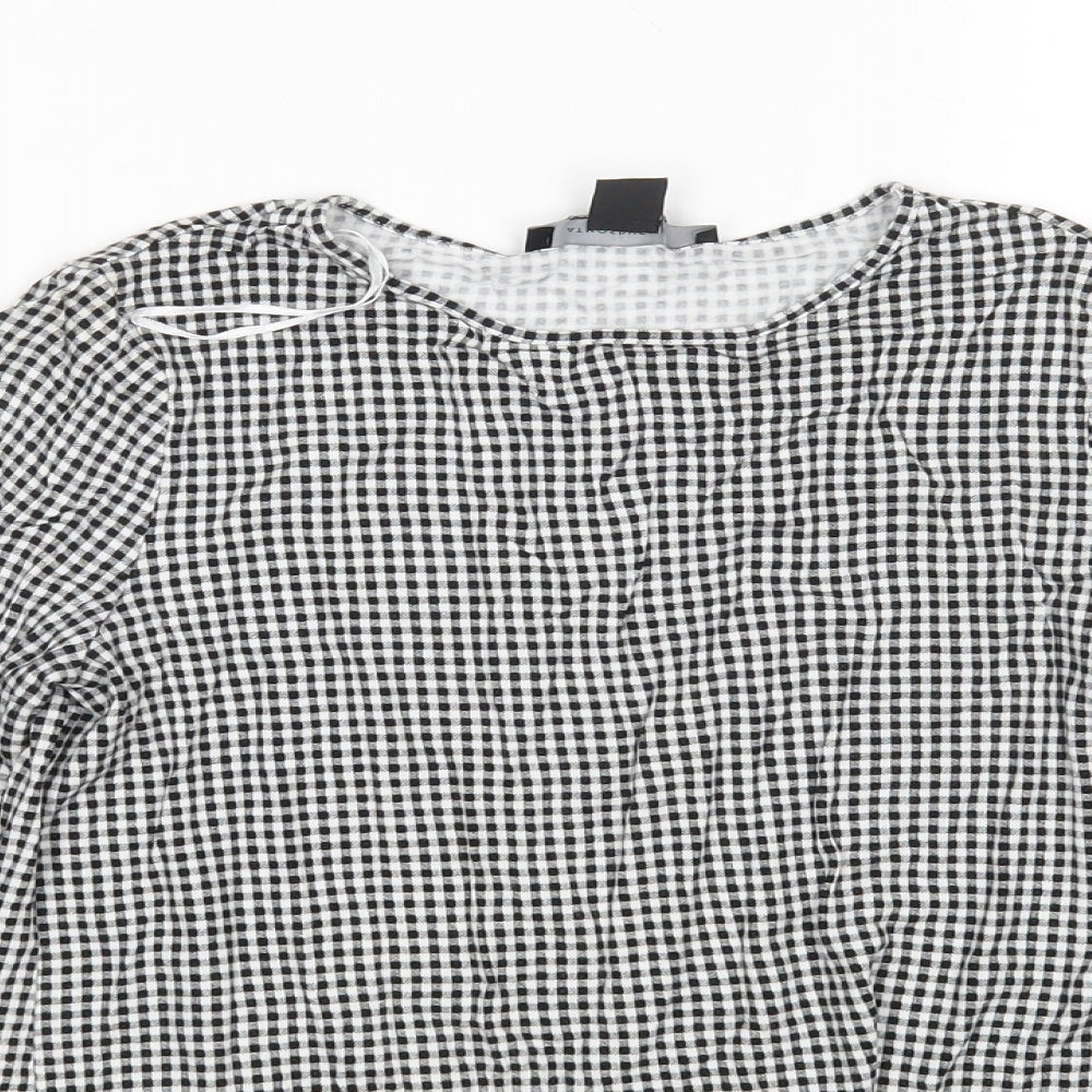 Atmosphere Womens Multicoloured Check Viscose Basic Blouse Size 4 Round Neck