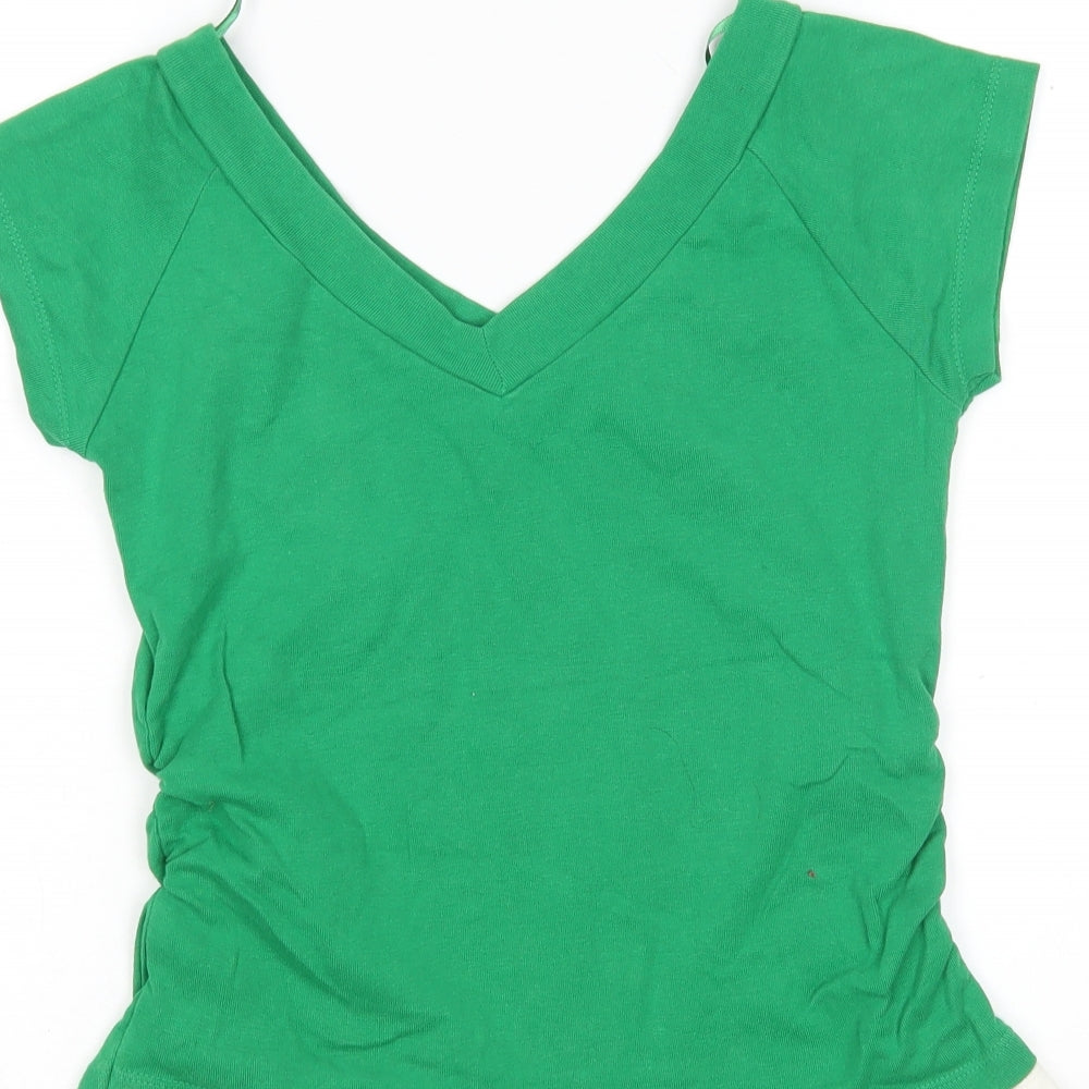 Lonsdale Womens Green  Cotton Basic T-Shirt Size 12 V-Neck