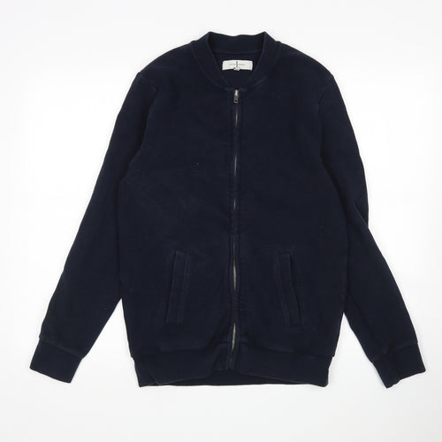 Jasper Conran Mens Blue Round Neck  Cotton Full Zip Jumper Size S