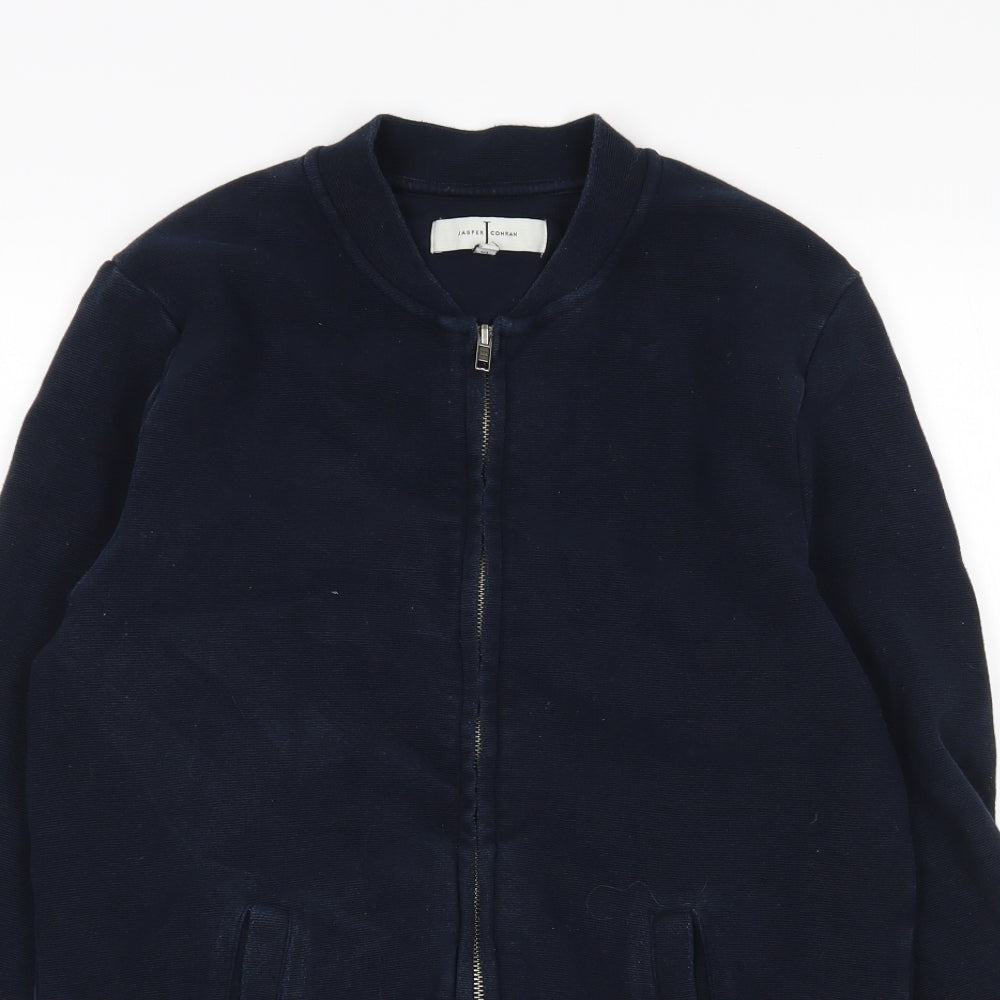 Jasper Conran Mens Blue Round Neck  Cotton Full Zip Jumper Size S