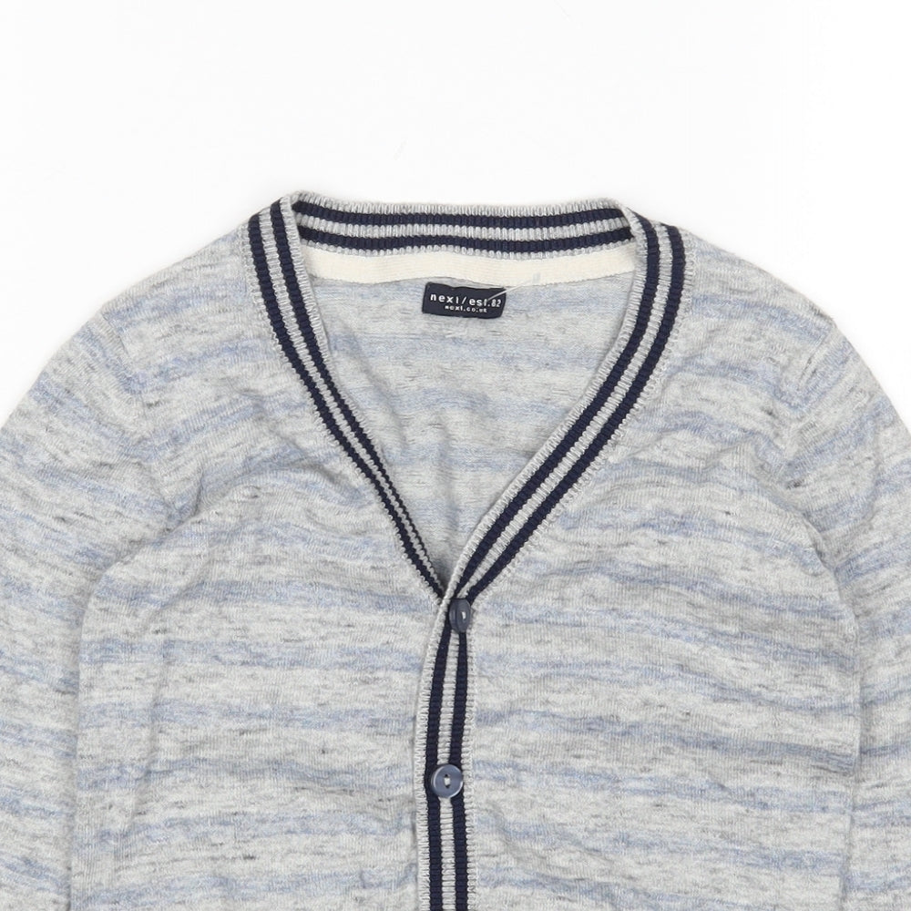 NEXT Boys Multicoloured V-Neck Striped Cotton Cardigan Jumper Size 4 Years