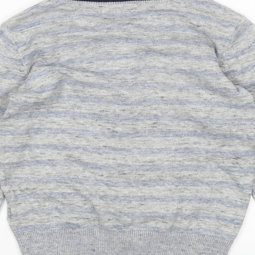 NEXT Boys Multicoloured V-Neck Striped Cotton Cardigan Jumper Size 4 Years