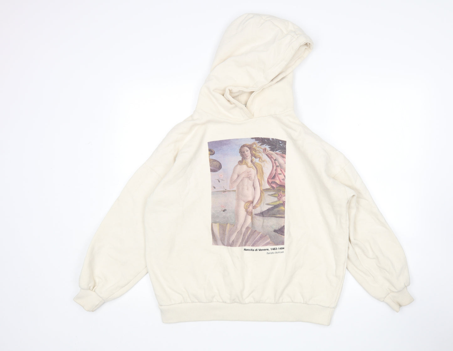 Pull & Bear Womens Beige  Cotton Pullover Hoodie Size S