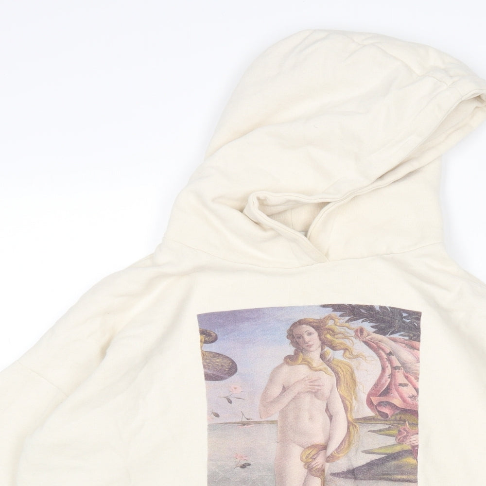 Pull & Bear Womens Beige  Cotton Pullover Hoodie Size S
