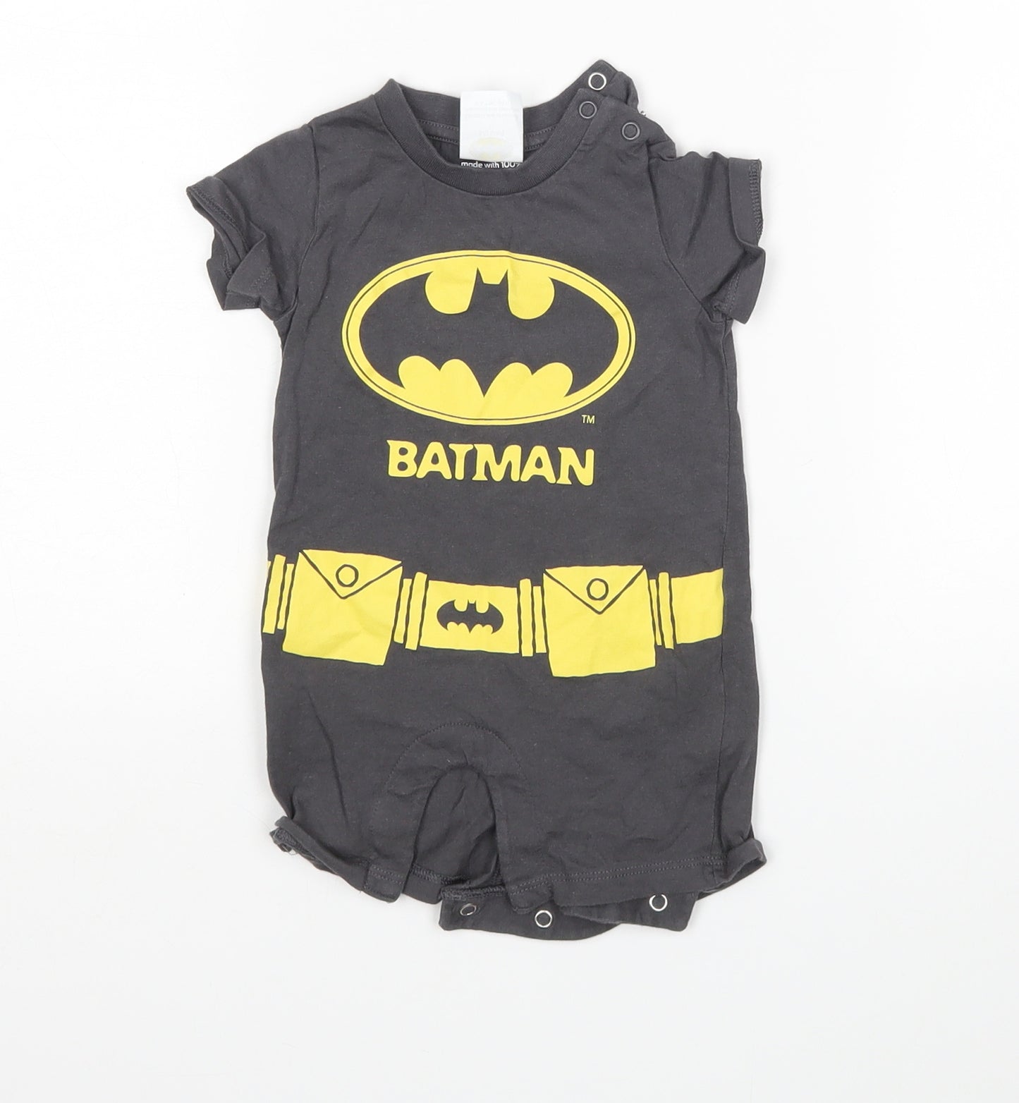 F&F Boys Multicoloured  Cotton Romper One-Piece Size 3-6 Months   - Batman