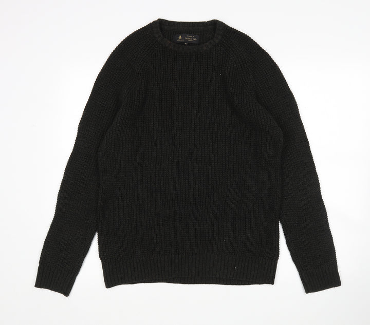 Label Lab Mens Green Round Neck Cotton Pullover Jumper Size M