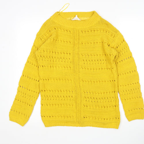 Matalan Womens Yellow Round Neck  Cotton Pullover Jumper Size M