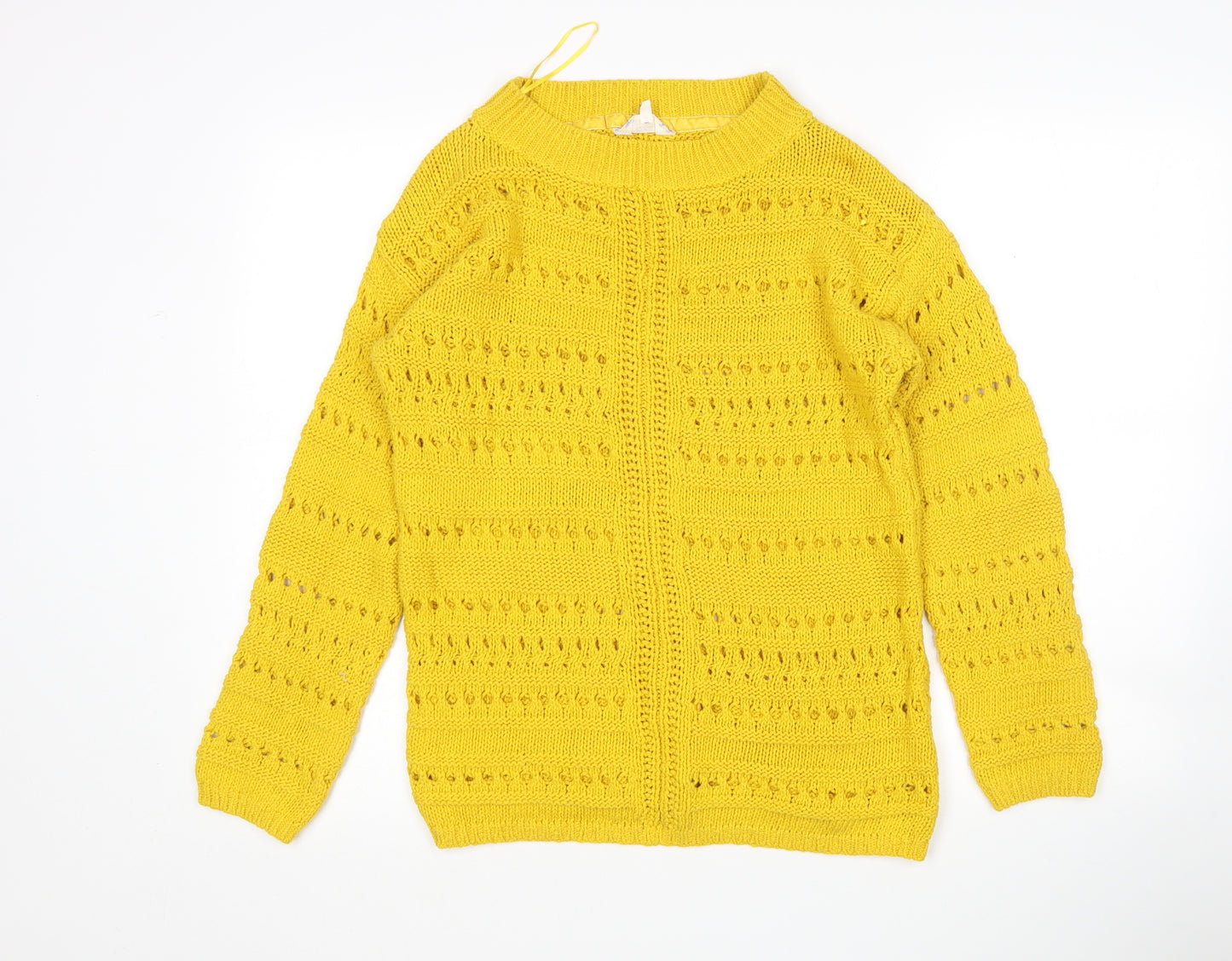 Matalan Womens Yellow Round Neck  Cotton Pullover Jumper Size M