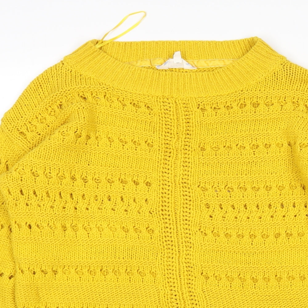 Matalan Womens Yellow Round Neck  Cotton Pullover Jumper Size M