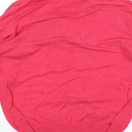 M&S Womens Pink V-Neck  Viscose Pullover Jumper Size 12