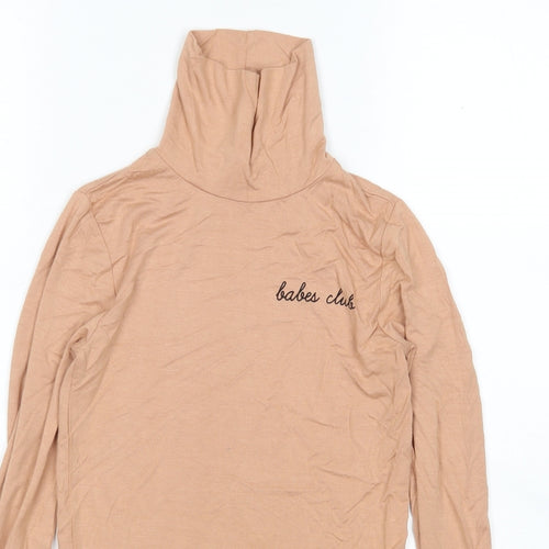 FOREVER 21 Womens Beige   Basic T-Shirt Size S Roll Neck