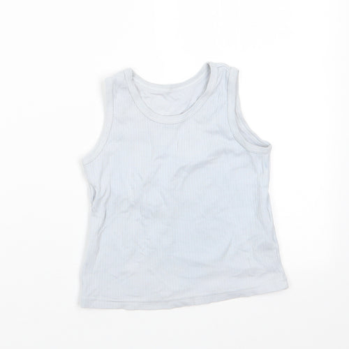 George Boys Grey  Cotton Basic Tank Size 5-6 Years Round Neck  - Pale Grey/Blue