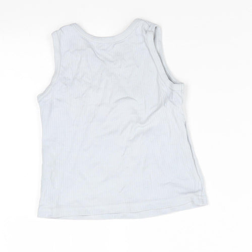 George Boys Grey  Cotton Basic Tank Size 5-6 Years Round Neck  - Pale Grey/Blue