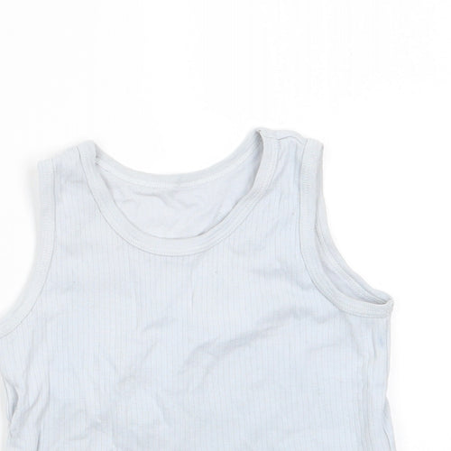 George Boys Grey  Cotton Basic Tank Size 5-6 Years Round Neck  - Pale Grey/Blue