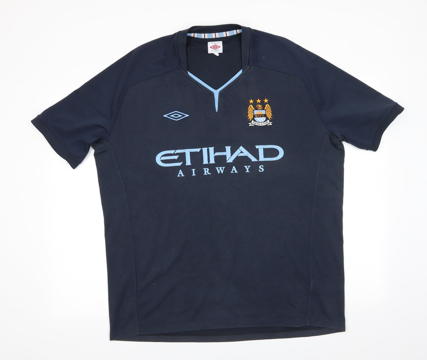 Tailored By Umbra Mens Blue    T-Shirt Size XL V-Neck  - Etihad Airways M.C.F.C
