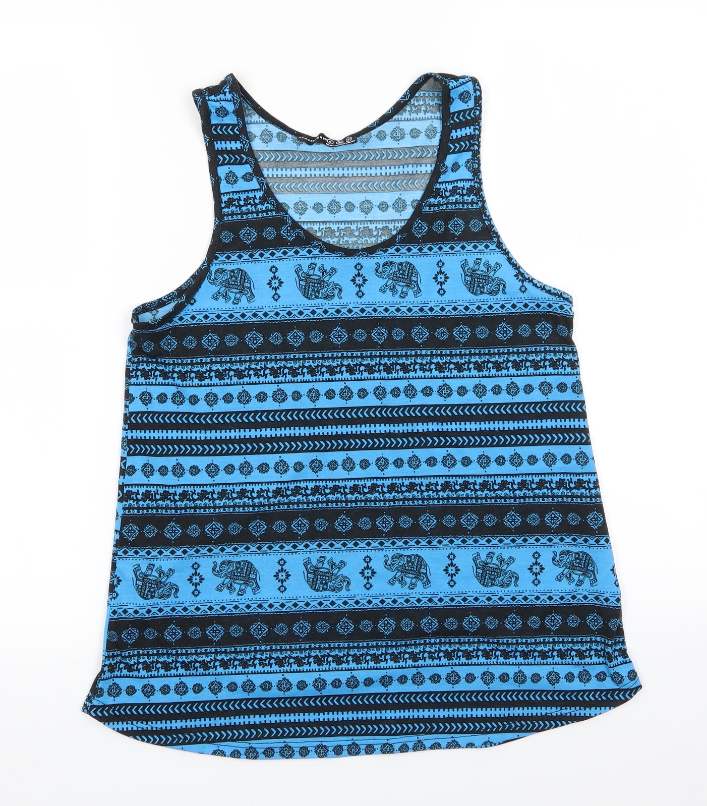 Atmosphere Womens Blue Animal Print  Basic Tank Size 8 Scoop Neck - Elephant Print