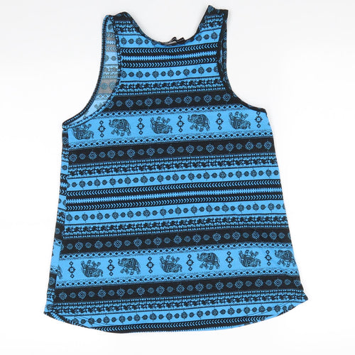 Atmosphere Womens Blue Animal Print  Basic Tank Size 8 Scoop Neck - Elephant Print