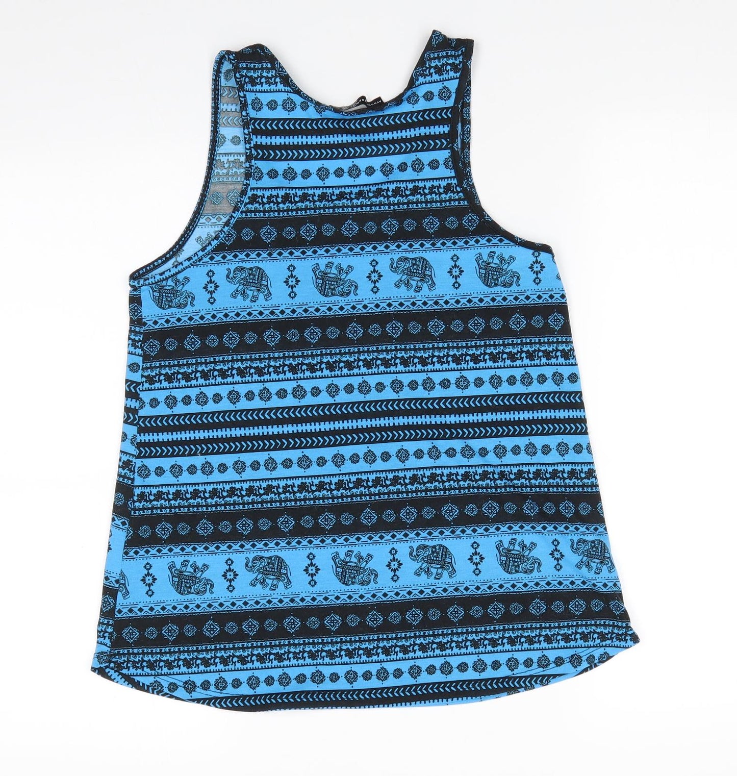 Atmosphere Womens Blue Animal Print  Basic Tank Size 8 Scoop Neck - Elephant Print