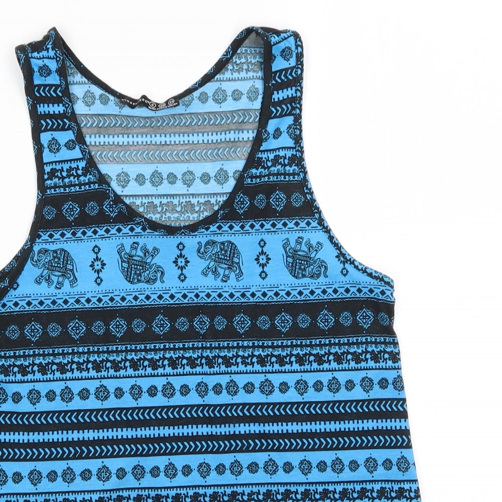Atmosphere Womens Blue Animal Print  Basic Tank Size 8 Scoop Neck - Elephant Print