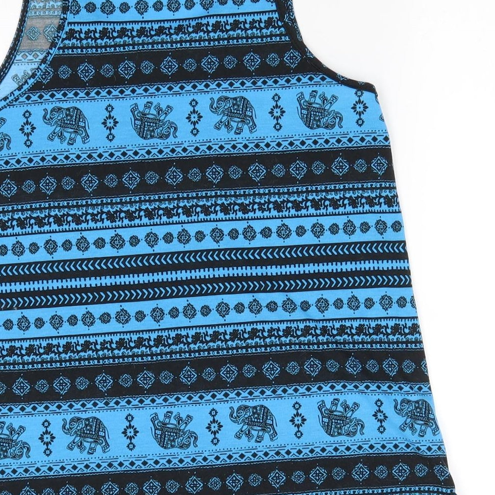 Atmosphere Womens Blue Animal Print  Basic Tank Size 8 Scoop Neck - Elephant Print