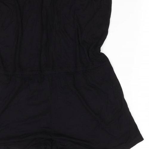 Resort Womens Black  Viscose Playsuit One-Piece Size 12   - Shorts Playsuit Drawstring waist