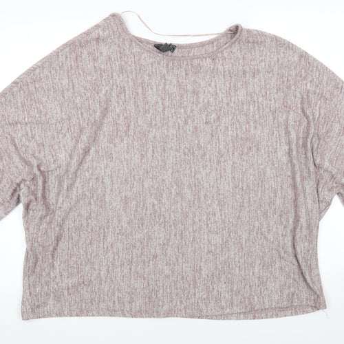 Primark Womens Brown Round Neck  Polyester Pullover Jumper Size XL   - Taupe Grey Mix Bat Wing