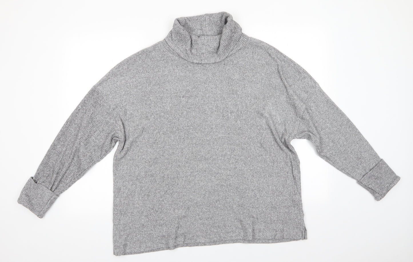 Papaya Womens Grey Roll Neck  Viscose Pullover Jumper Size XL   - Grey mix Soft texture