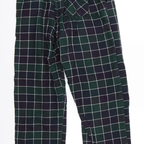 H&M Mens Green Check Cotton  Pyjama Pants Size M   - Elastic Waist with Drawstring Dark green Purple Navy White Checks