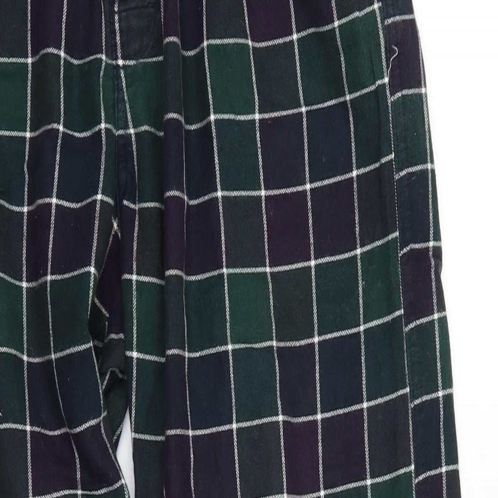 H&M Mens Green Check Cotton  Pyjama Pants Size M   - Elastic Waist with Drawstring Dark green Purple Navy White Checks