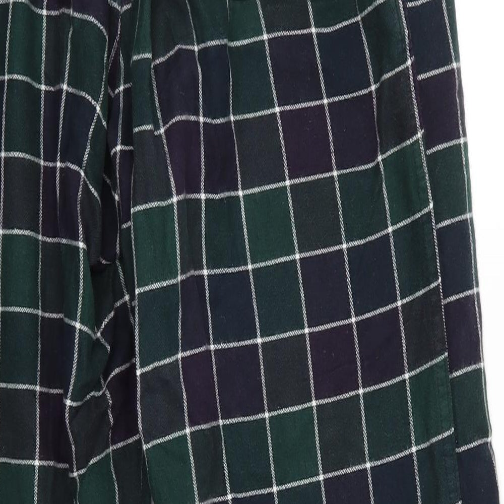 H&M Mens Green Check Cotton  Pyjama Pants Size M   - Elastic Waist with Drawstring Dark green Purple Navy White Checks