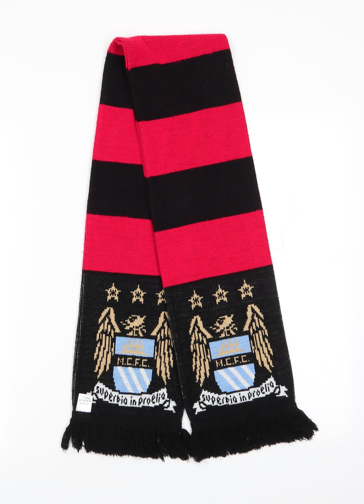 Preworn Unisex Black Striped Acrylic Scarf  One Size   - M.C.F.C. Black Red Stripes