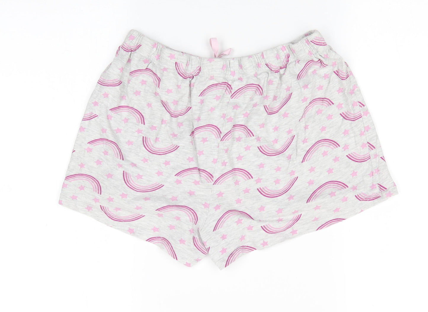 PEP & CO Womens Grey Solid Cotton  Sleep Shorts Size 12   - Stars & rainbow print
