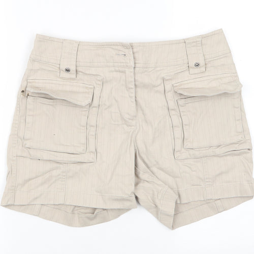 NEXT Womens Beige Striped  Cargo Shorts Size 10 L5 in Regular