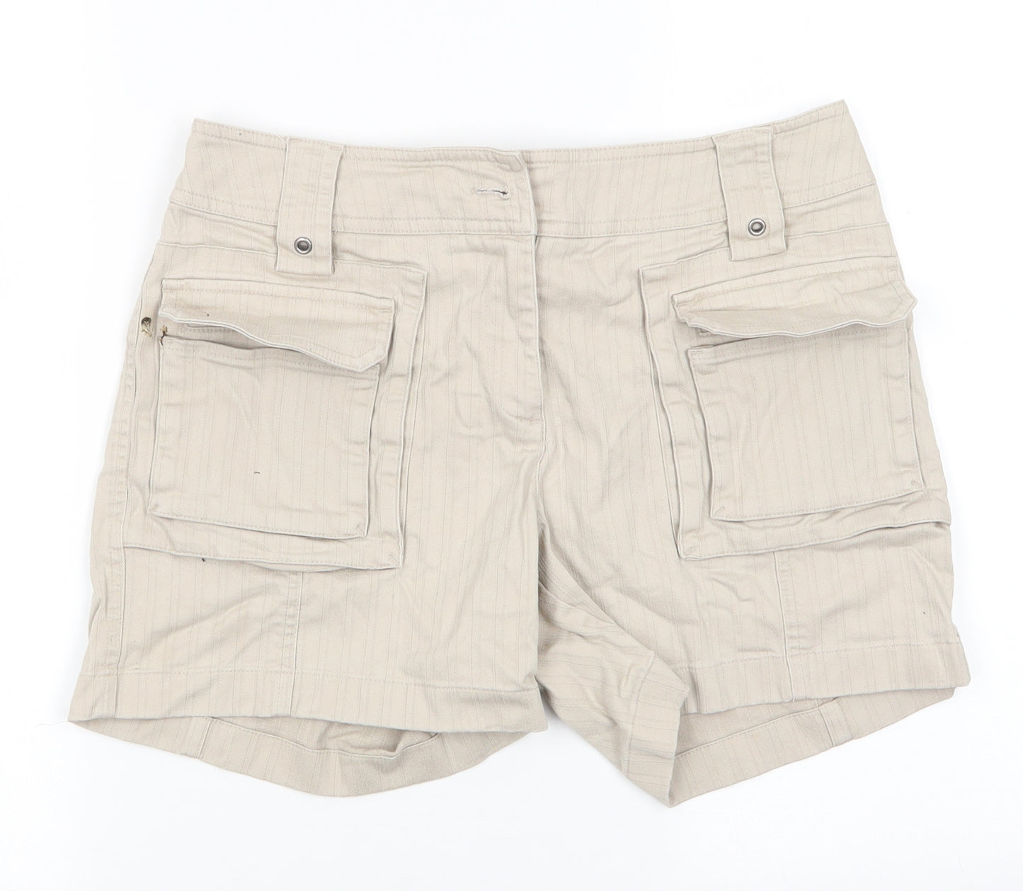 NEXT Womens Beige Striped  Cargo Shorts Size 10 L5 in Regular
