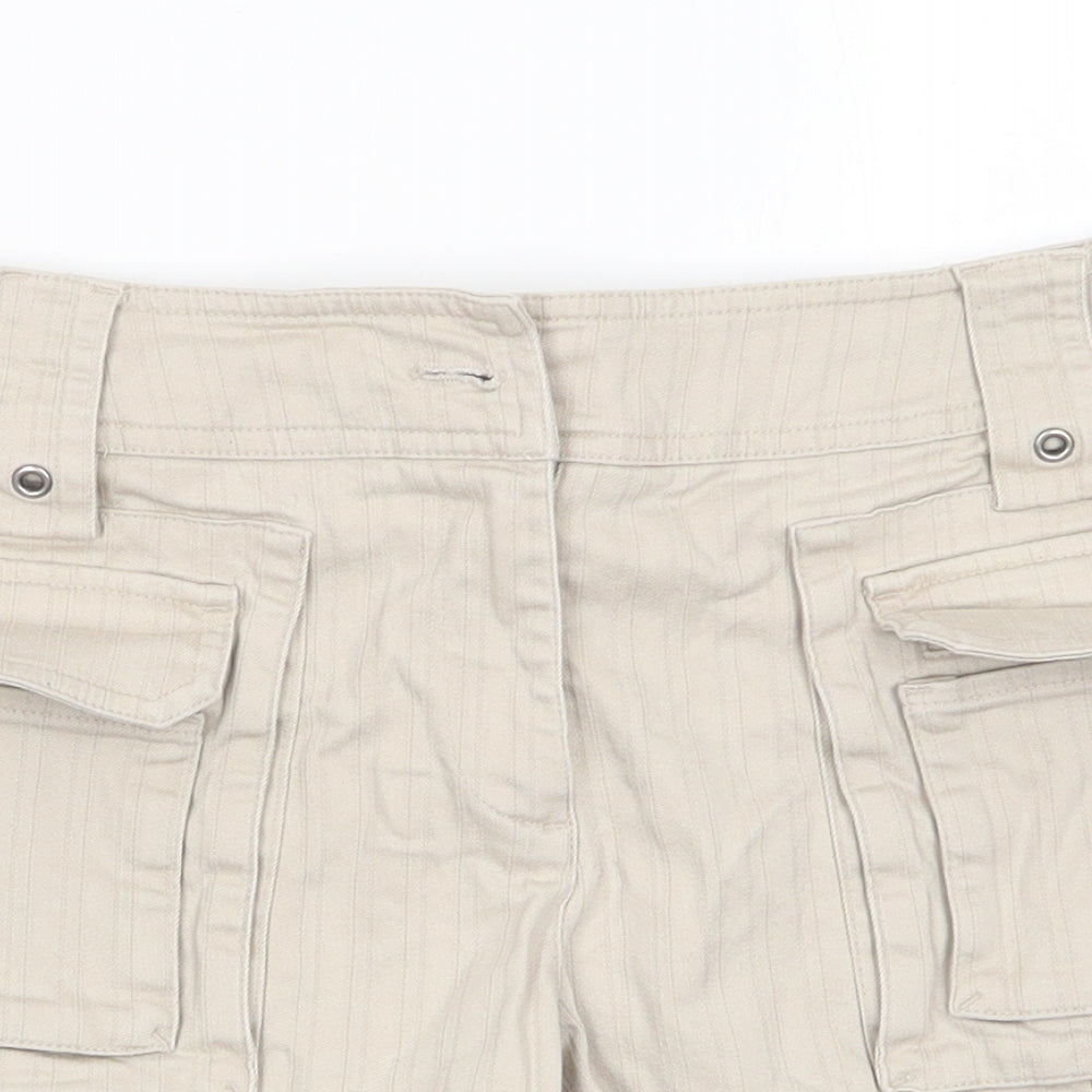NEXT Womens Beige Striped  Cargo Shorts Size 10 L5 in Regular