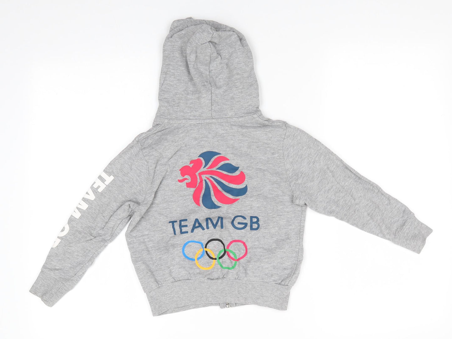 Team GB Boys Grey  Cotton Full Zip Hoodie Size 5-6 Years   - Team GB
