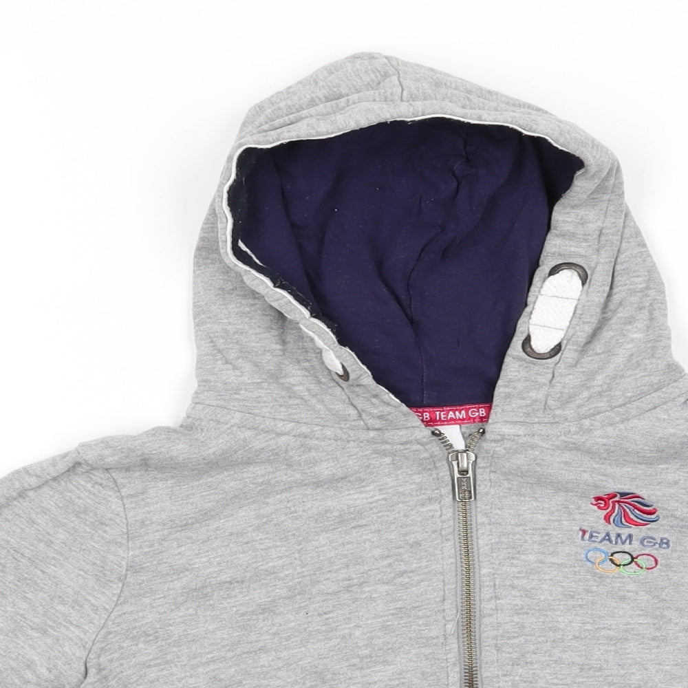 Team GB Boys Grey  Cotton Full Zip Hoodie Size 5-6 Years   - Team GB