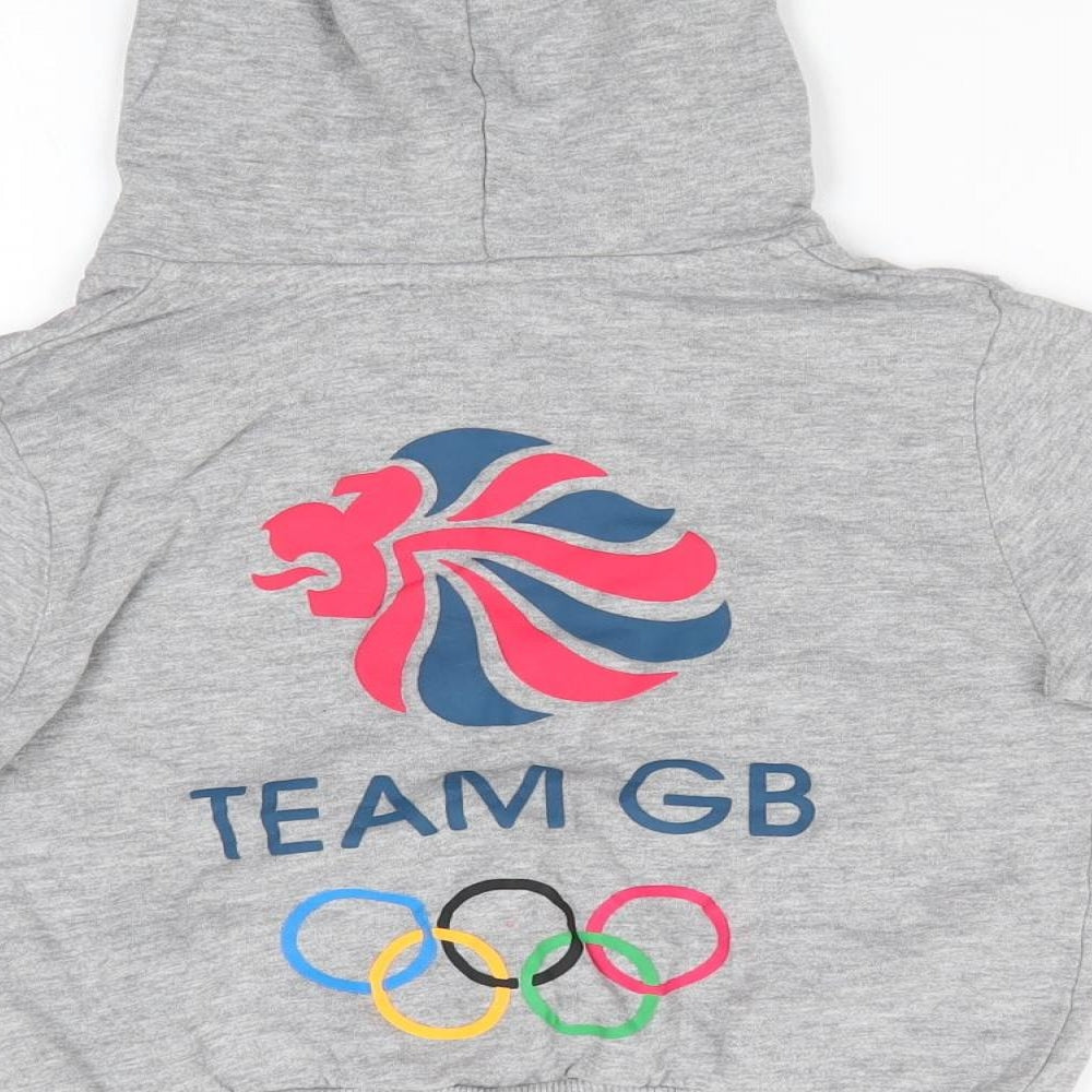 Team GB Boys Grey  Cotton Full Zip Hoodie Size 5-6 Years   - Team GB