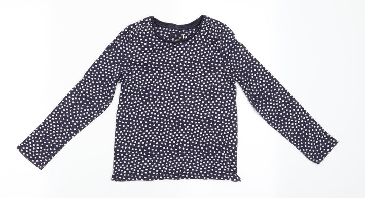 TU Girls Blue Polka Dot Cotton Tunic Casual Size 7 Years Round Neck - White Polka Dots