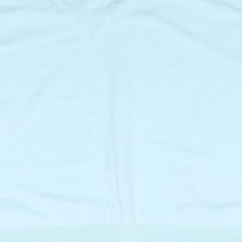 Wool Overs Womens Blue V-Neck  Silk Pullover Jumper Size M   - Pale Blue