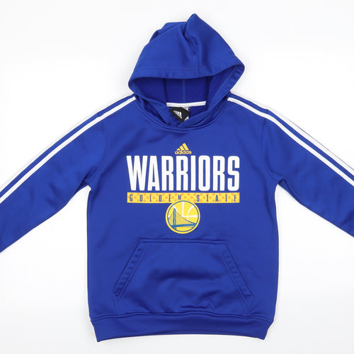 adidas Boys Blue  Polyester Pullover Hoodie Size 10-11 Years   - Warriors Golden State