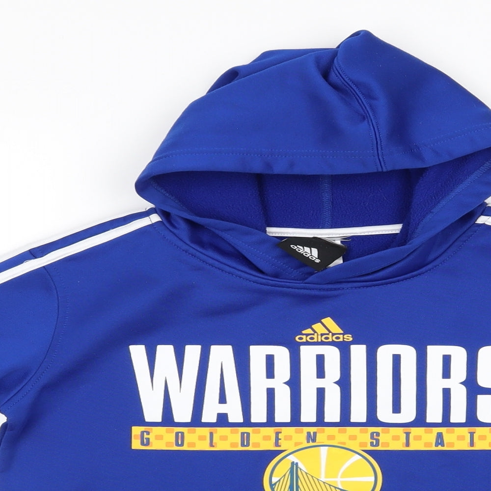 adidas Boys Blue  Polyester Pullover Hoodie Size 10-11 Years   - Warriors Golden State