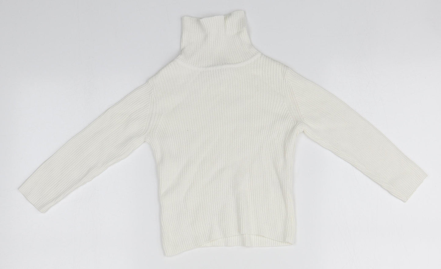 George Girls White Roll Neck  Cotton Pullover Jumper Size 2-3 Years