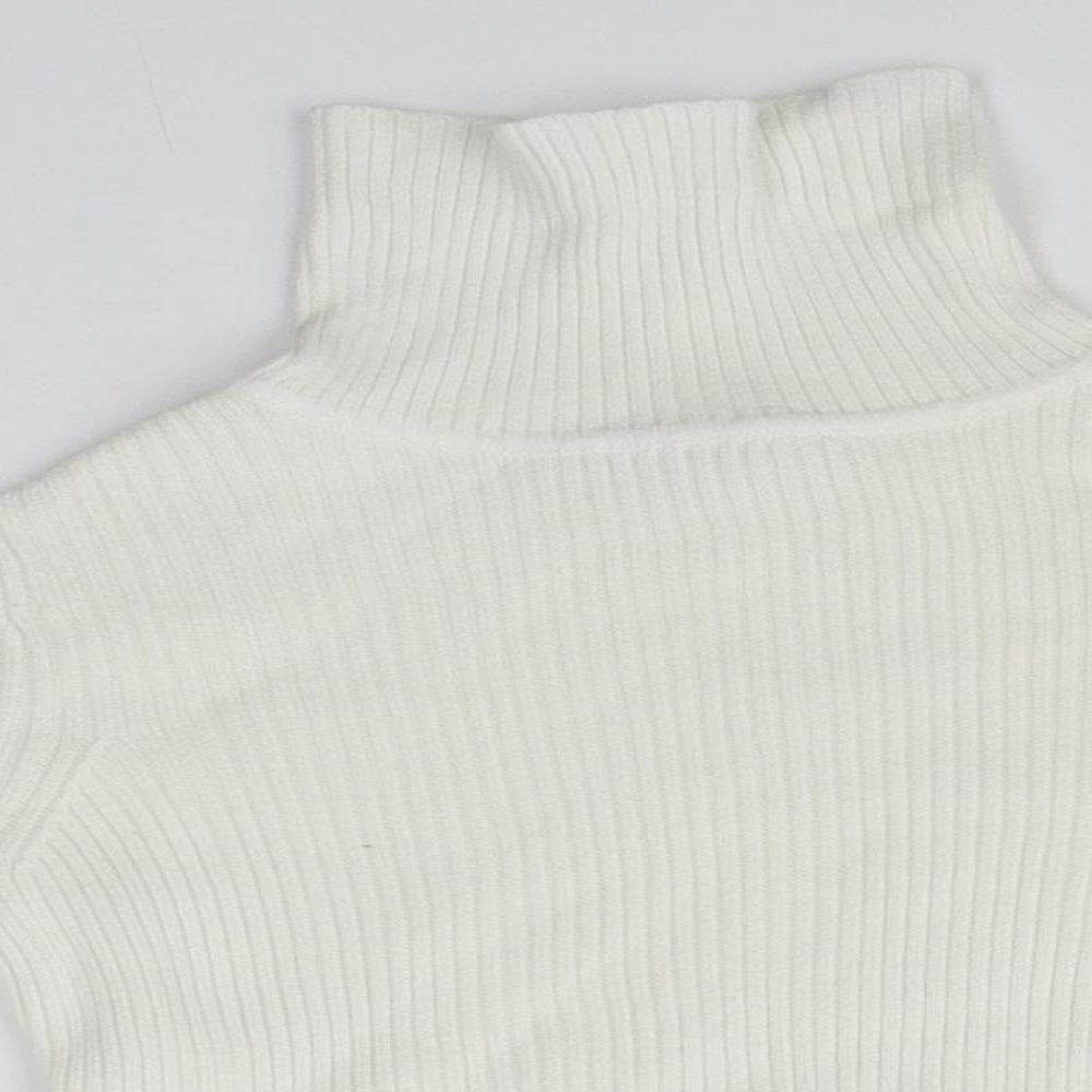 George Girls White Roll Neck  Cotton Pullover Jumper Size 2-3 Years
