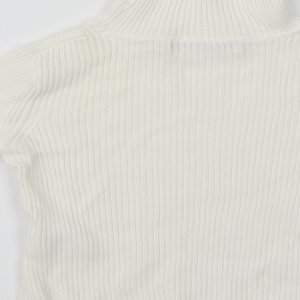 George Girls White Roll Neck  Cotton Pullover Jumper Size 2-3 Years