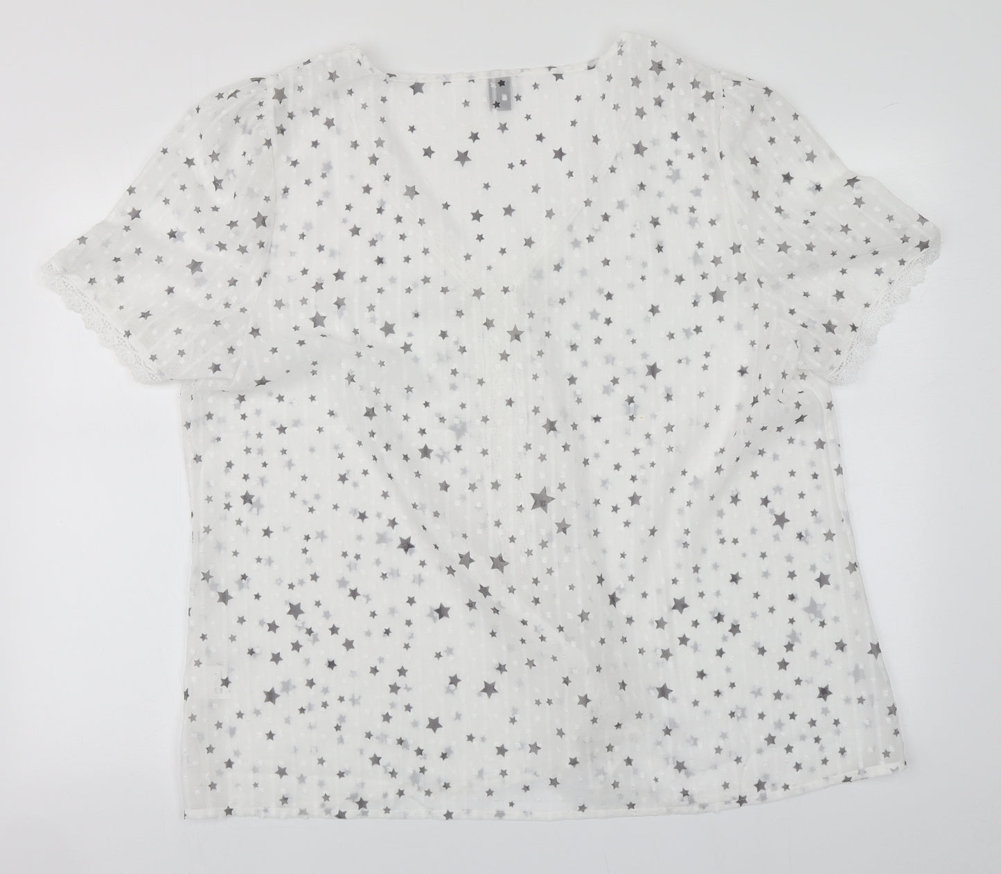 SheIn Womens White Geometric Cotton Top Pyjama Top Size 3XL